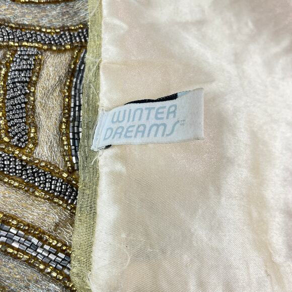 Winter Dreams Gold and Silver Beaded Table Runner 13 x 37 - Picture 4 of 5